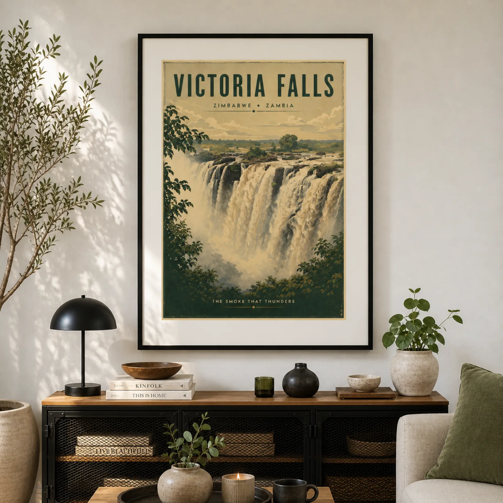 Framed Victoria Falls poster interior